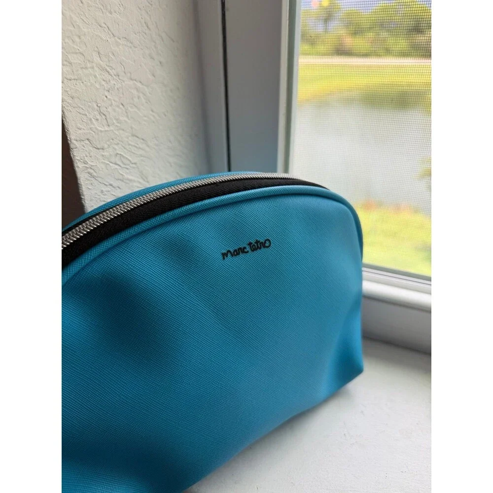 Marc Tetro Blue Schnauzer Cosmetic Bag with Black and White Lining